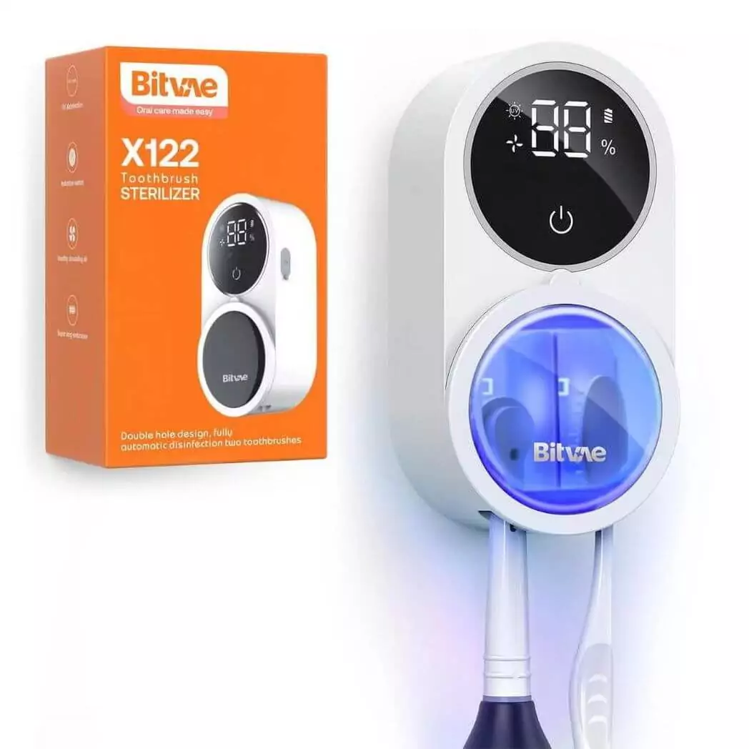 BIVATE UV-C AIR CIRCULATION LED SMART SCREEN TOOTHBRUSH STERILIZER WHITE BV-X122