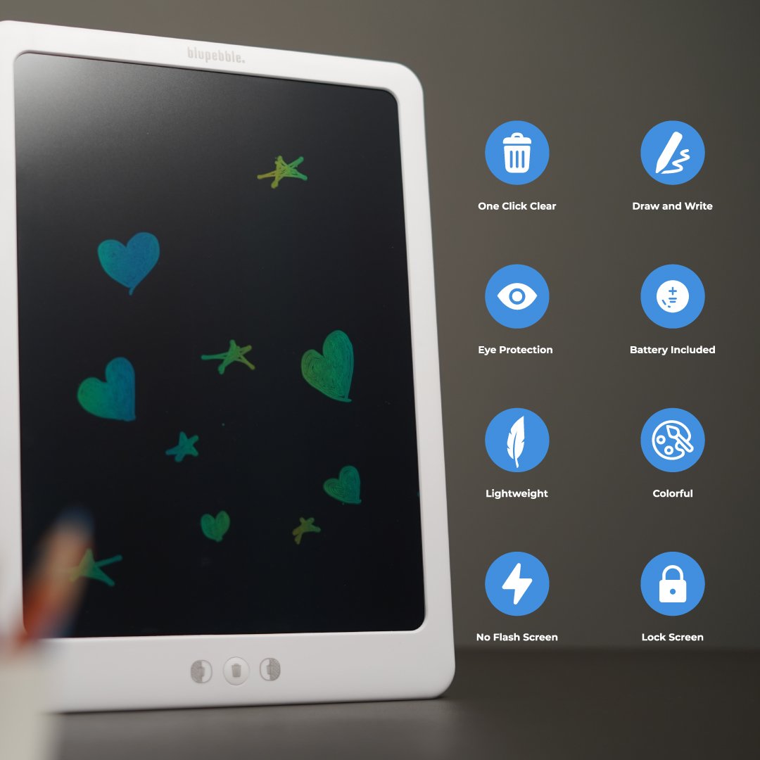 Bluepebble 14-Inch Tablet Doodle Writing & Drawing Board for Kids - White BP-DOODLE14-WH thumbnail 10