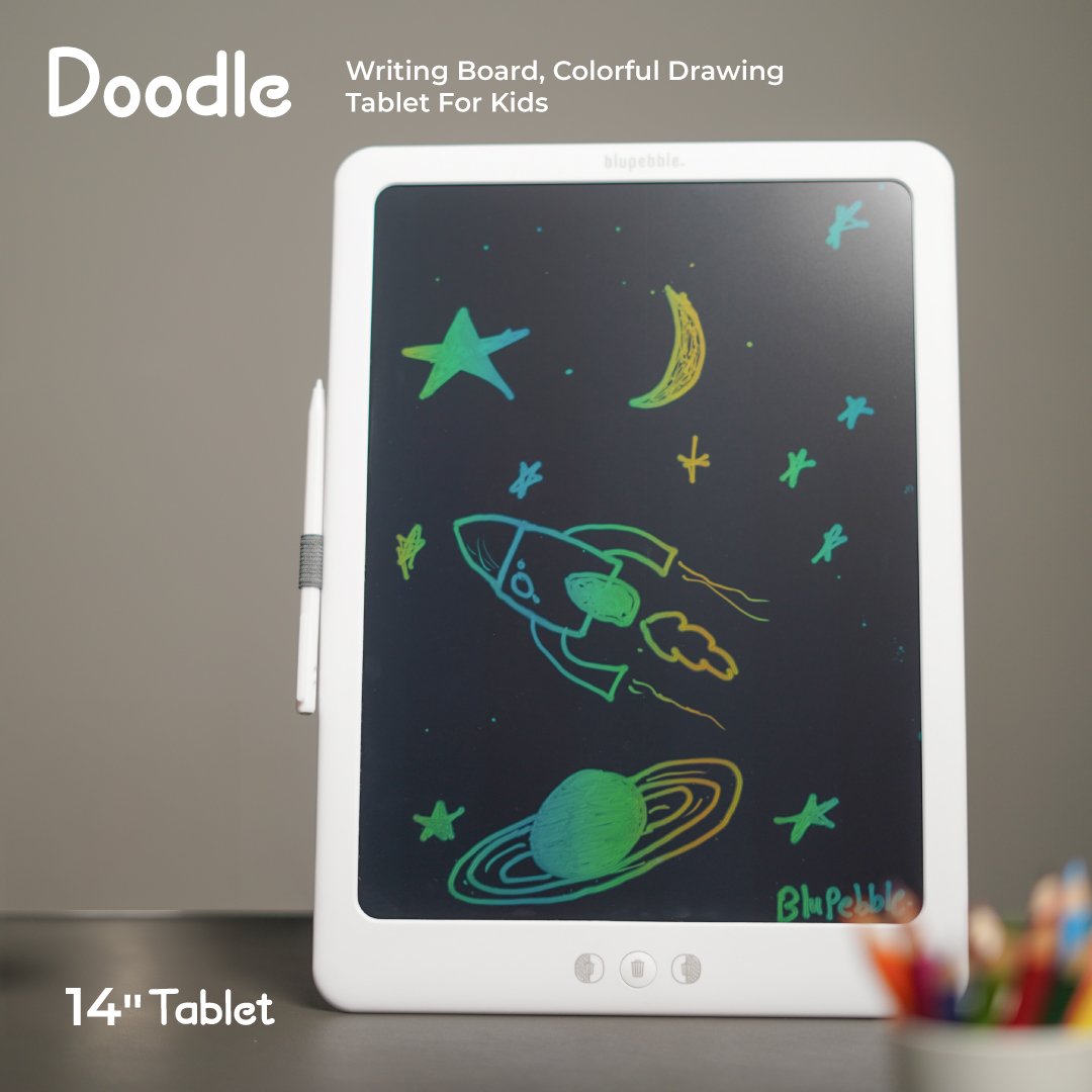Bluepebble 14-Inch Tablet Doodle Writing & Drawing Board for Kids - White BP-DOODLE14-WH thumbnail 5