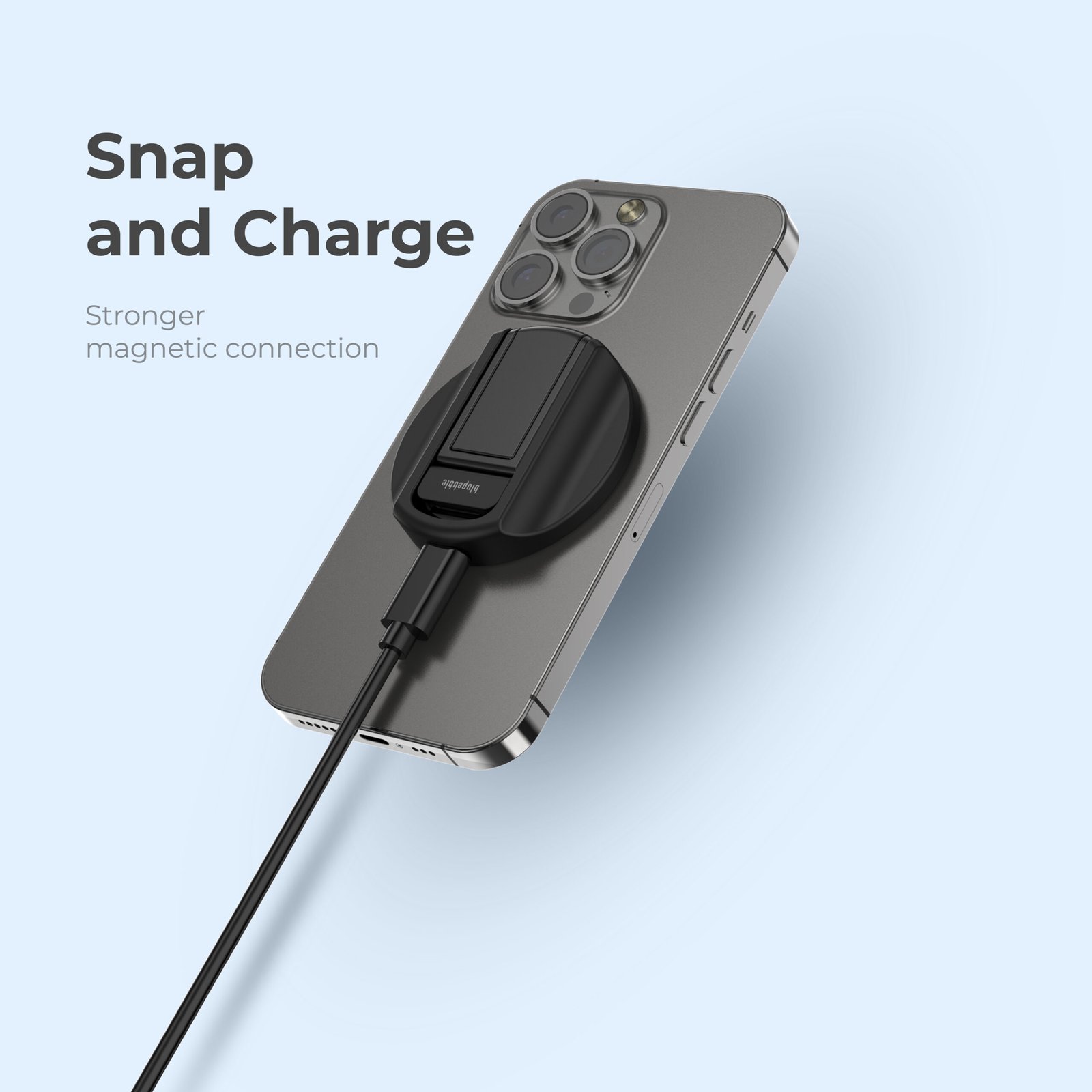 BLUPEBBLE LUCID MAG GRIP MAGSAFE 15W WL CHARGER WITH STAND AND WEBCAM MOUNT BP-15WLUCIDMAGGRIP-BK thumbnail 3