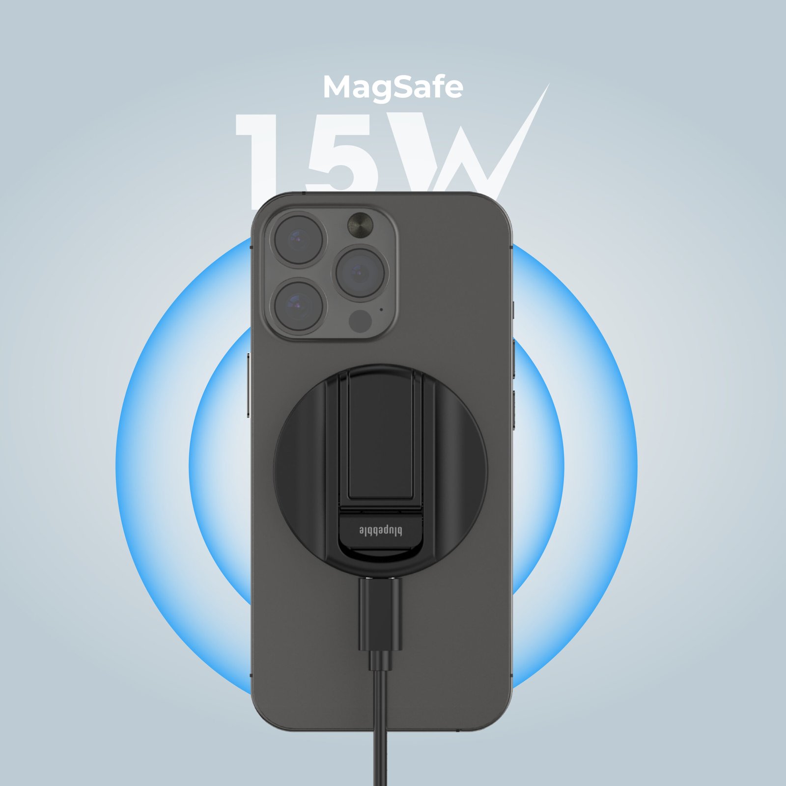 BLUPEBBLE LUCID MAG GRIP MAGSAFE 15W WL CHARGER WITH STAND AND WEBCAM MOUNT BP-15WLUCIDMAGGRIP-BK thumbnail 7