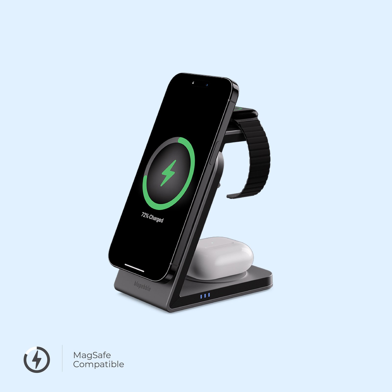 BLUPEBBLE 3 IN 1 WIRELESS MAGSAFE CHARGING STAND BP-3IN1V1-SG thumbnail 9