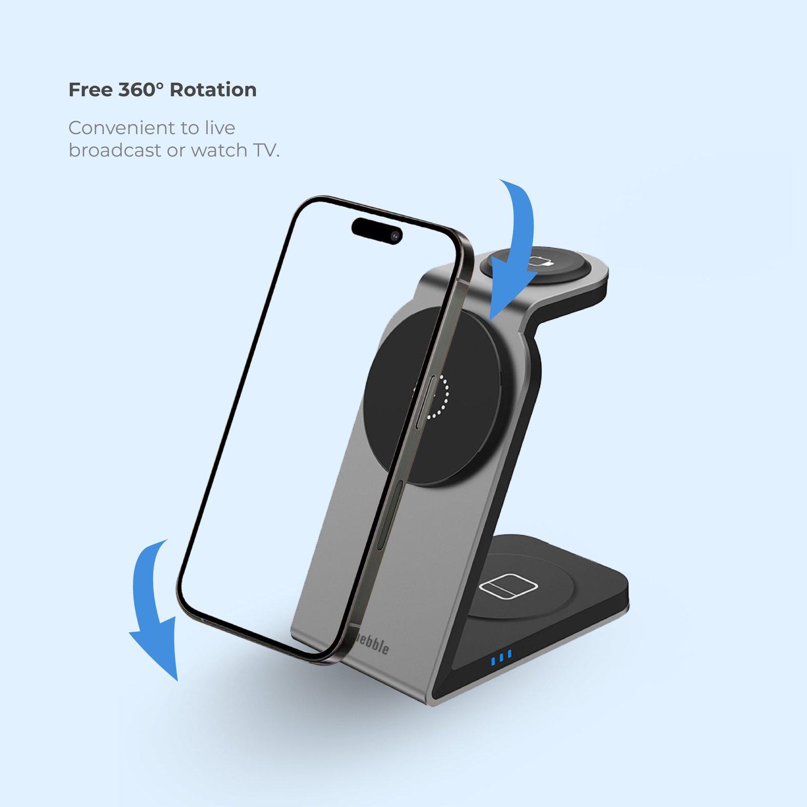 BLUPEBBLE 3 IN 1 WIRELESS MAGSAFE CHARGING STAND BP-3IN1V1-SG thumbnail 7