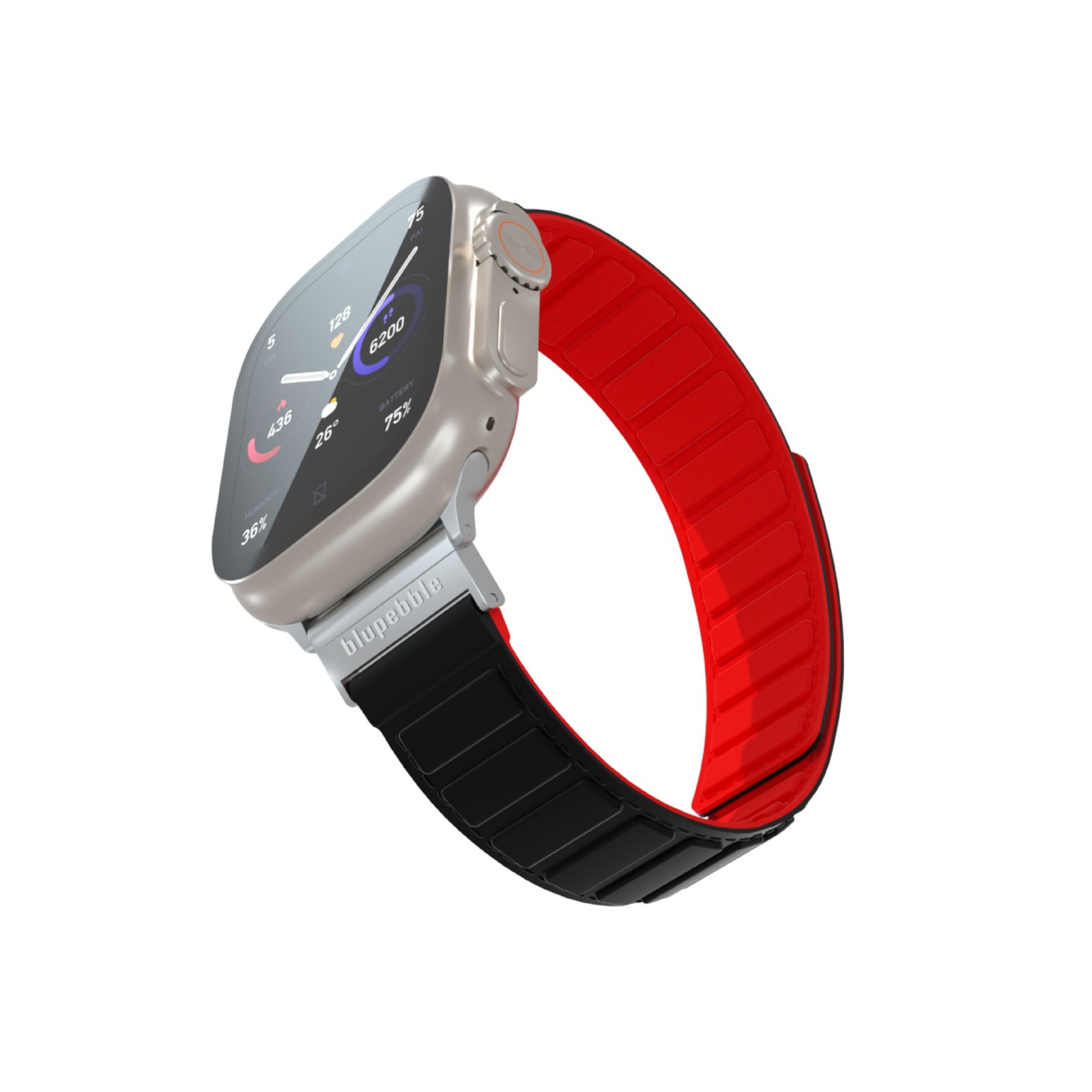 BLUPEBBLE AVERAU SILICONE REVERSIBLE MAGNETIC STRAP 49/45/44/42MM BLACK/RED BP-AVERAU49-BKRD thumbnail 5