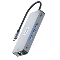 BLUPEBBLE C10 MULTIPORT ALUMINIUM 10 IN 1 MULTIMEDIA HUB GRAY BP-C10USBCHUB10IN1-GY