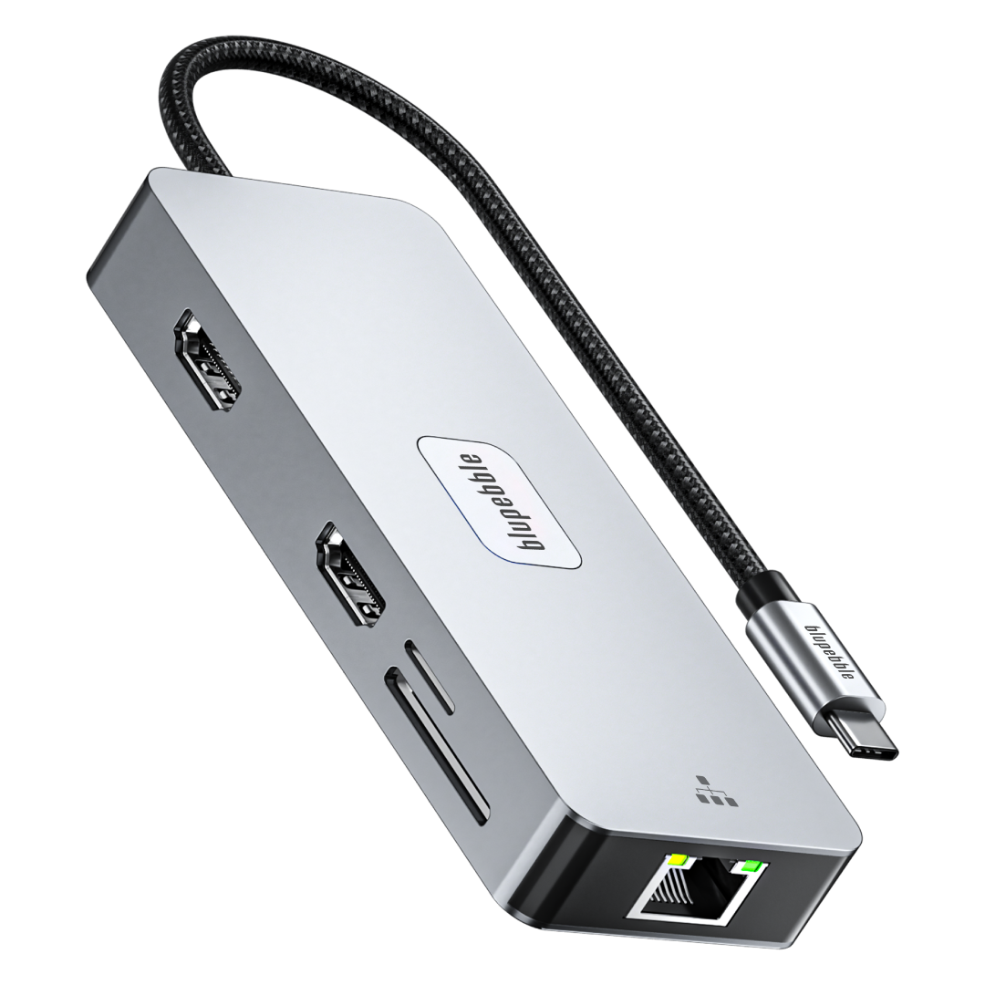 BLUPEBBLE C10 MULTIPORT ALUMINIUM 10 IN 1 MULTIMEDIA HUB GRAY BP-C10USBCHUB10IN1-GY thumbnail 5