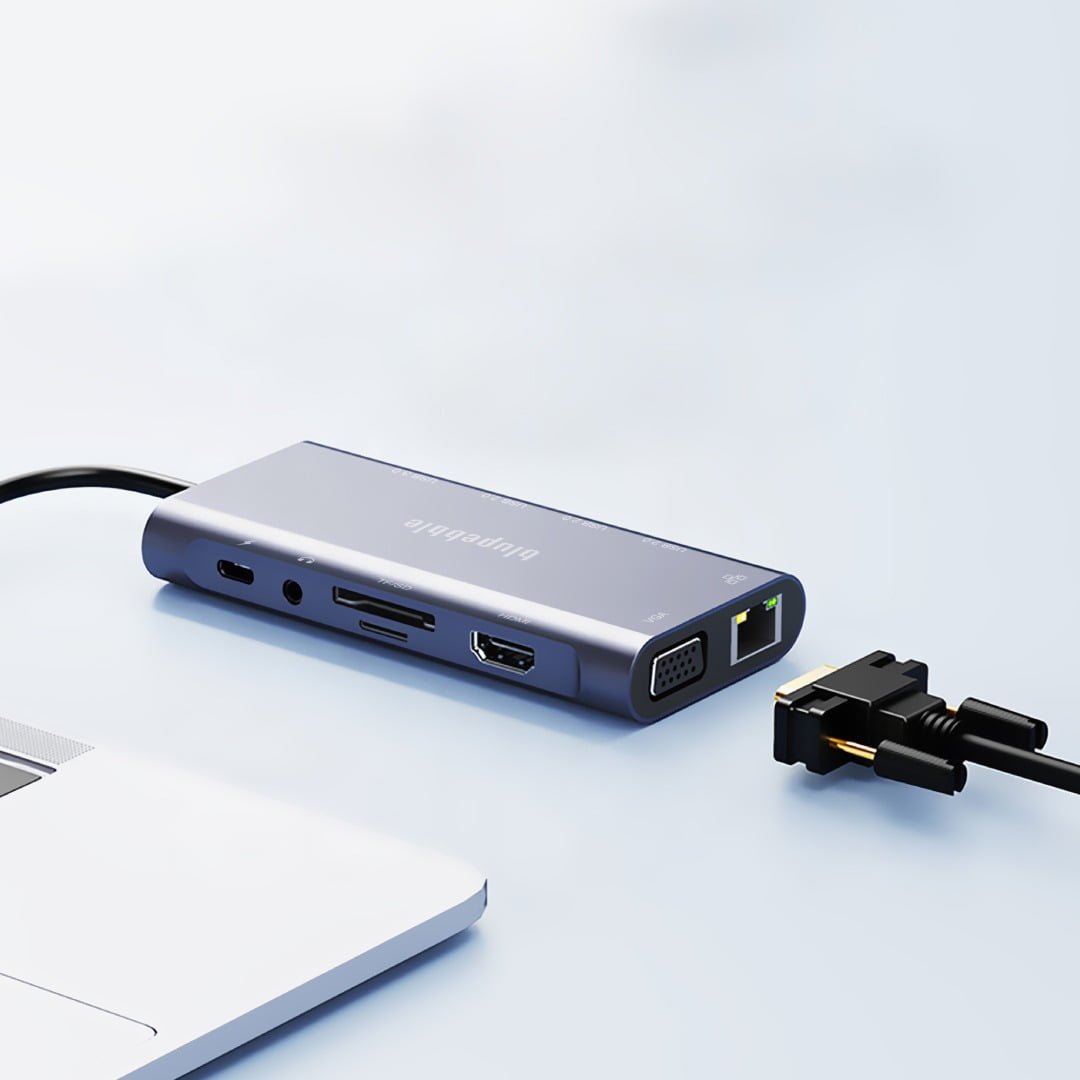 BLUPEBBLE C11 MULTIPORT ALUMINUM 11 IN 1 HUB GRAY BP-C11MULTIHUB11IN1-GY thumbnail 6