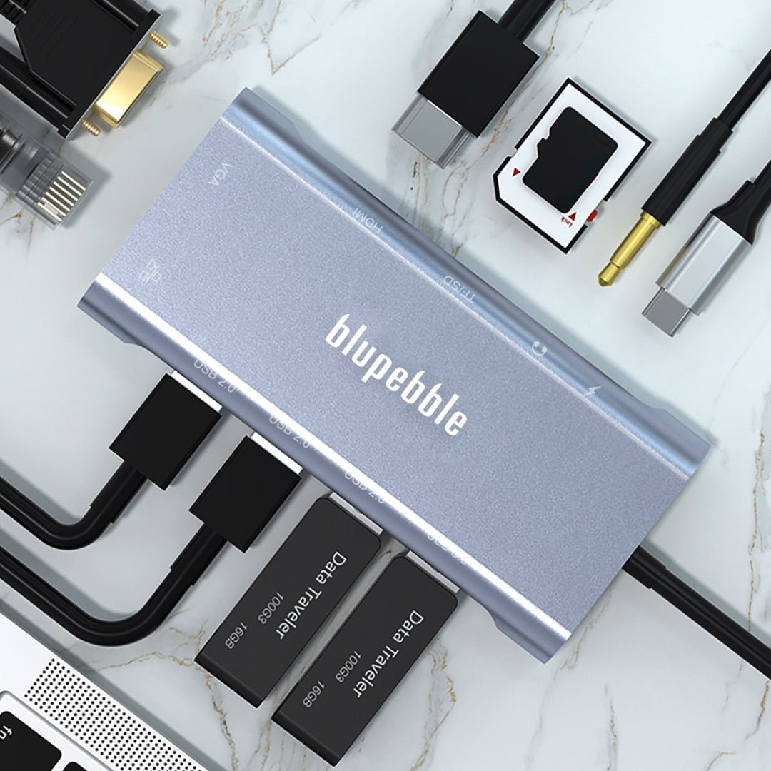 BLUPEBBLE C11 MULTIPORT ALUMINUM 11 IN 1 HUB GRAY BP-C11MULTIHUB11IN1-GY thumbnail 4