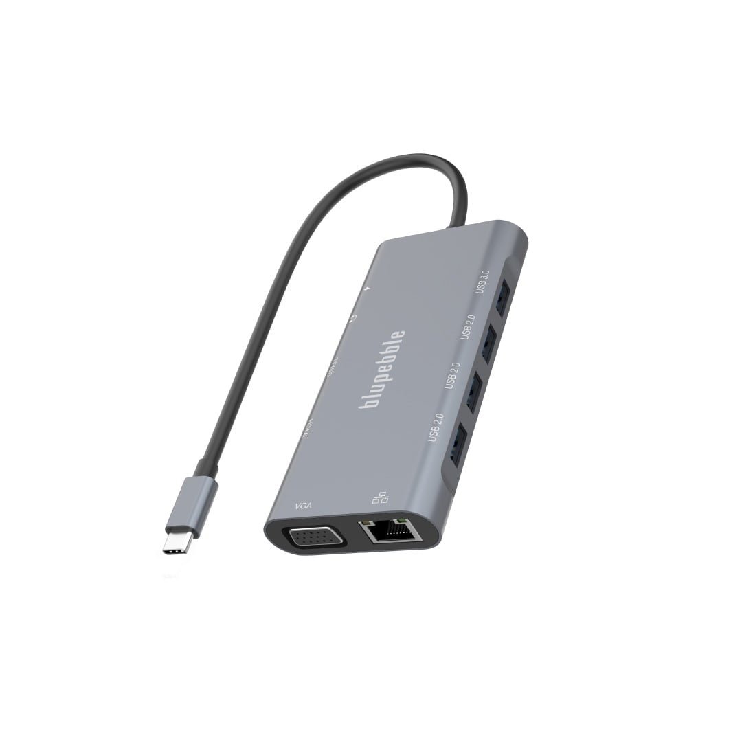 BLUPEBBLE C11 MULTIPORT ALUMINUM 11 IN 1 HUB GRAY BP-C11MULTIHUB11IN1-GY thumbnail 3