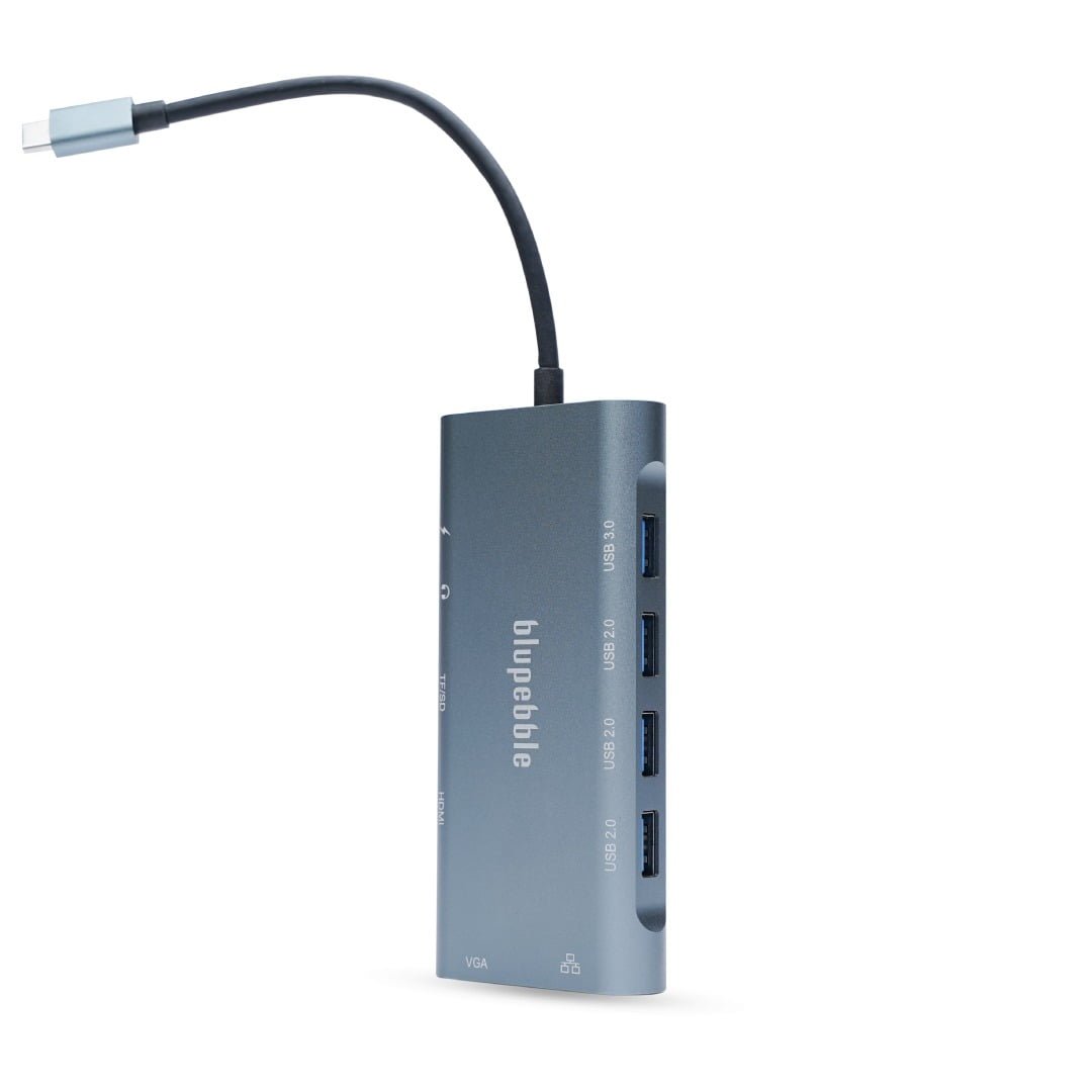 BLUPEBBLE C11 MULTIPORT ALUMINUM 11 IN 1 HUB GRAY BP-C11MULTIHUB11IN1-GY thumbnail 2
