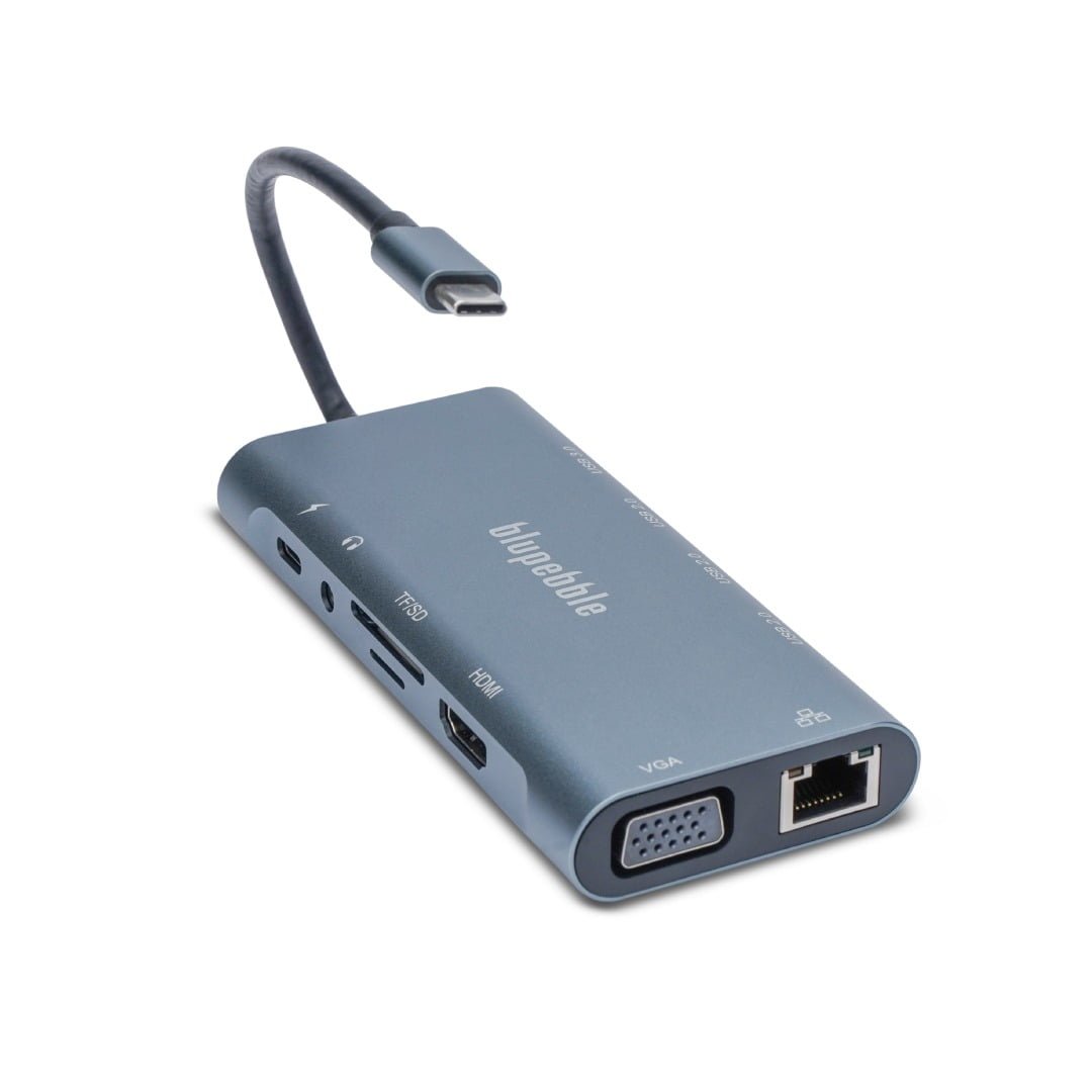 BLUPEBBLE C11 MULTIPORT ALUMINUM 11 IN 1 HUB GRAY BP-C11MULTIHUB11IN1-GY