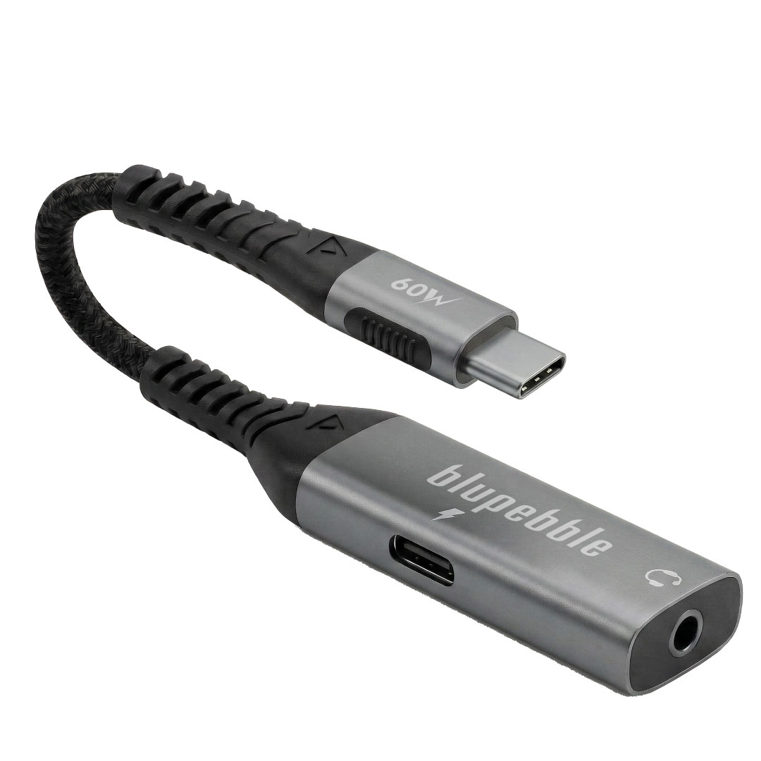 BLUPEBBLE USB C TO USB C AND AUX GRAY BP-C2CAUXIN-GY