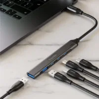 BLUPEBBLE C5-PORT MULTIPORT HUB PD 100W 2X USB-C 2X USB-A WITH PD 3.0 GRAY BP-C5MULTIHUB5IN1-GY thumbnail 2