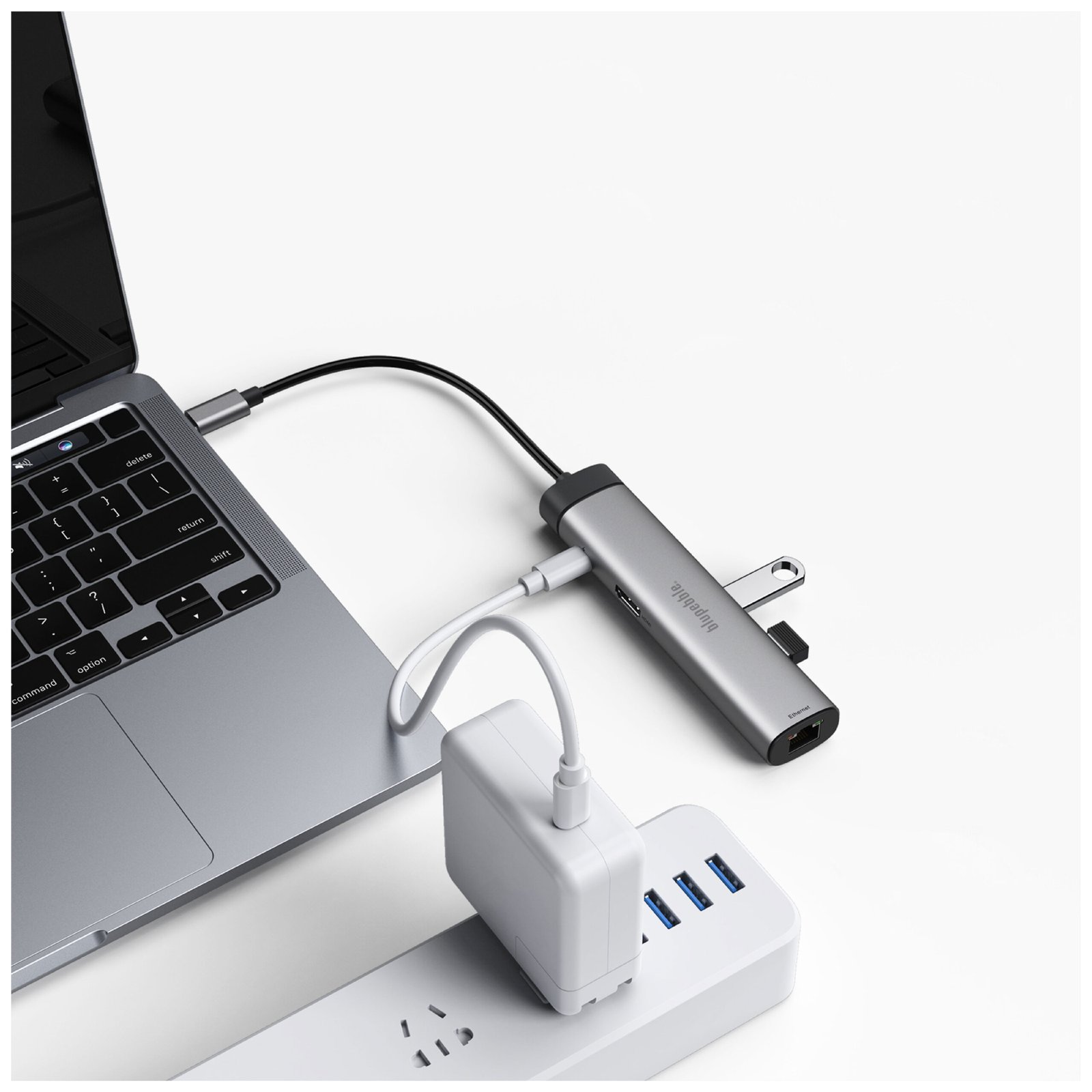 BLUPEBBLE C6 MULTIPORT ALUMINUM 6 IN 1 MULTIMEDIA HUB GRAY BP-C6MULTIHUB6IN1-GY thumbnail 7