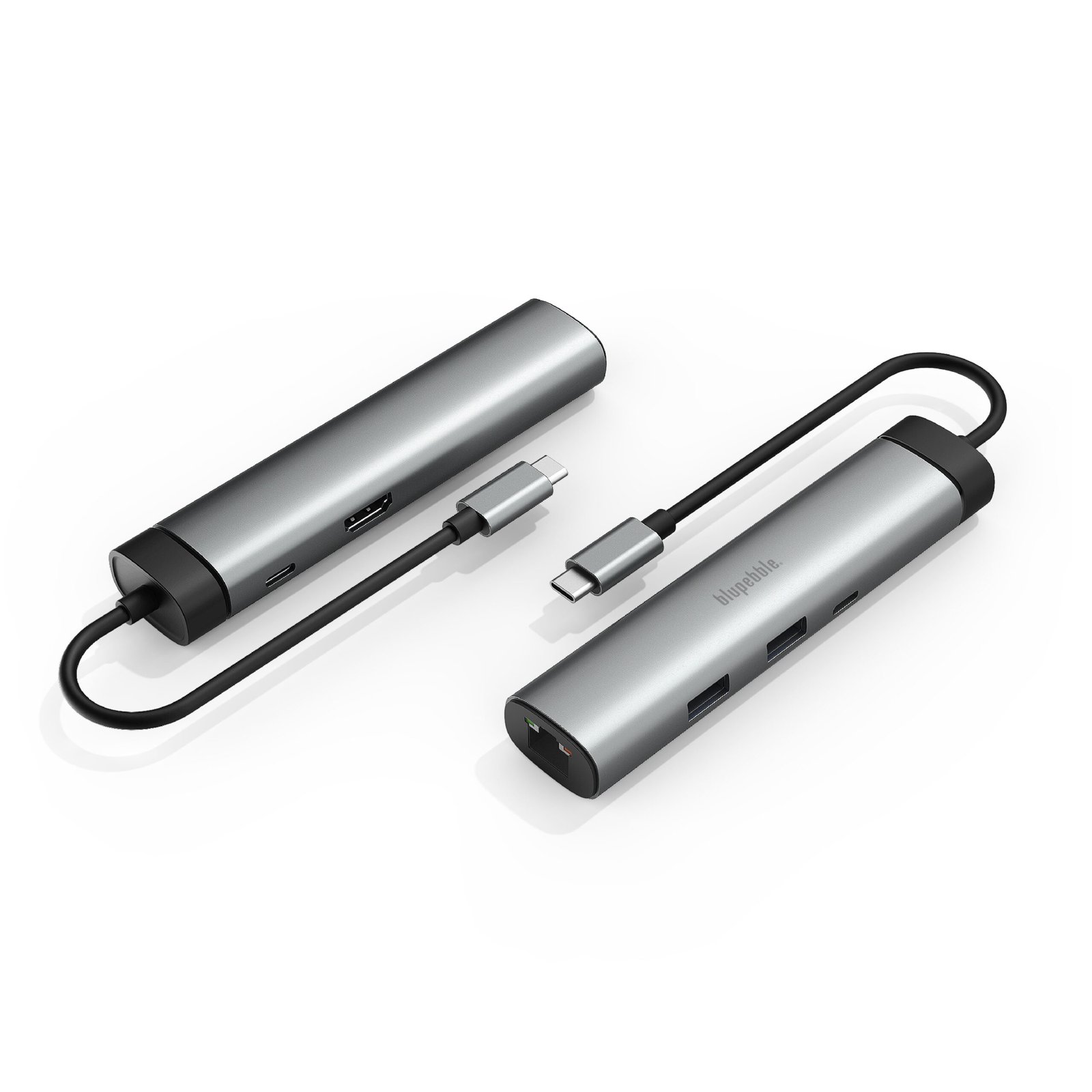 BLUPEBBLE C6 MULTIPORT ALUMINUM 6 IN 1 MULTIMEDIA HUB GRAY BP-C6MULTIHUB6IN1-GY thumbnail 3