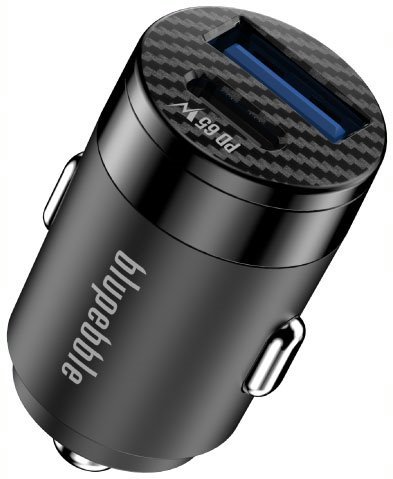 Blupebble Mini PD Car Charger With USB-C Port 65W Black BP-CC065-BK