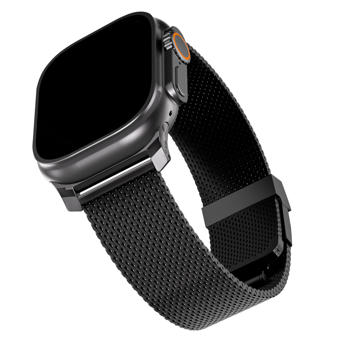 BLUPEBBLE APPLE WATCH STRAP ULTRA 3 AND SERIES 11 CHROME SERIES 49/46/45/44/42MM BLACK BP-CHROME-BK