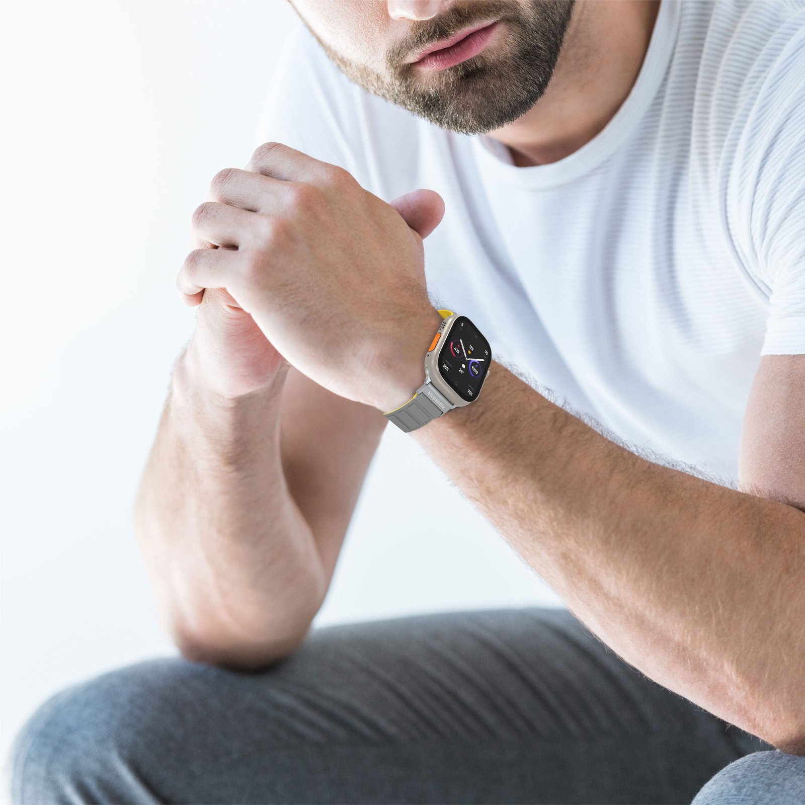 BLUPEBBLE CINQUE TORRI SILICONE REVERSIBLE MAGNETIC STRAP 49/45/44/42MM GREY/YELLOW BP-CTORRI49-GYY thumbnail 4