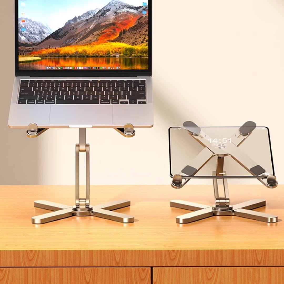 BLUPEBBLE DOUBLE-X ADJUSTABLE AND FOLDABLE ALUMINIUM ALLOY LAPTOP STAND 11 TO 17 INCH BP-DBLXSTAND11.17-SL thumbnail 2