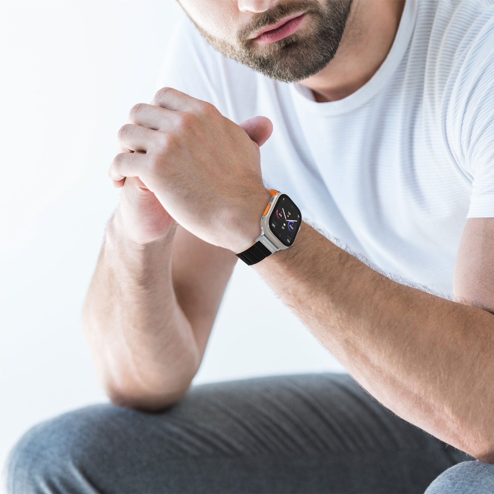 BLUPEBBLE DOLOMITES SILICONE REVERSIBLE MAGNETIC STRAP 49/45/44/42MM BLACK/ORANGE BP-DOLOM49-BKOR thumbnail 4