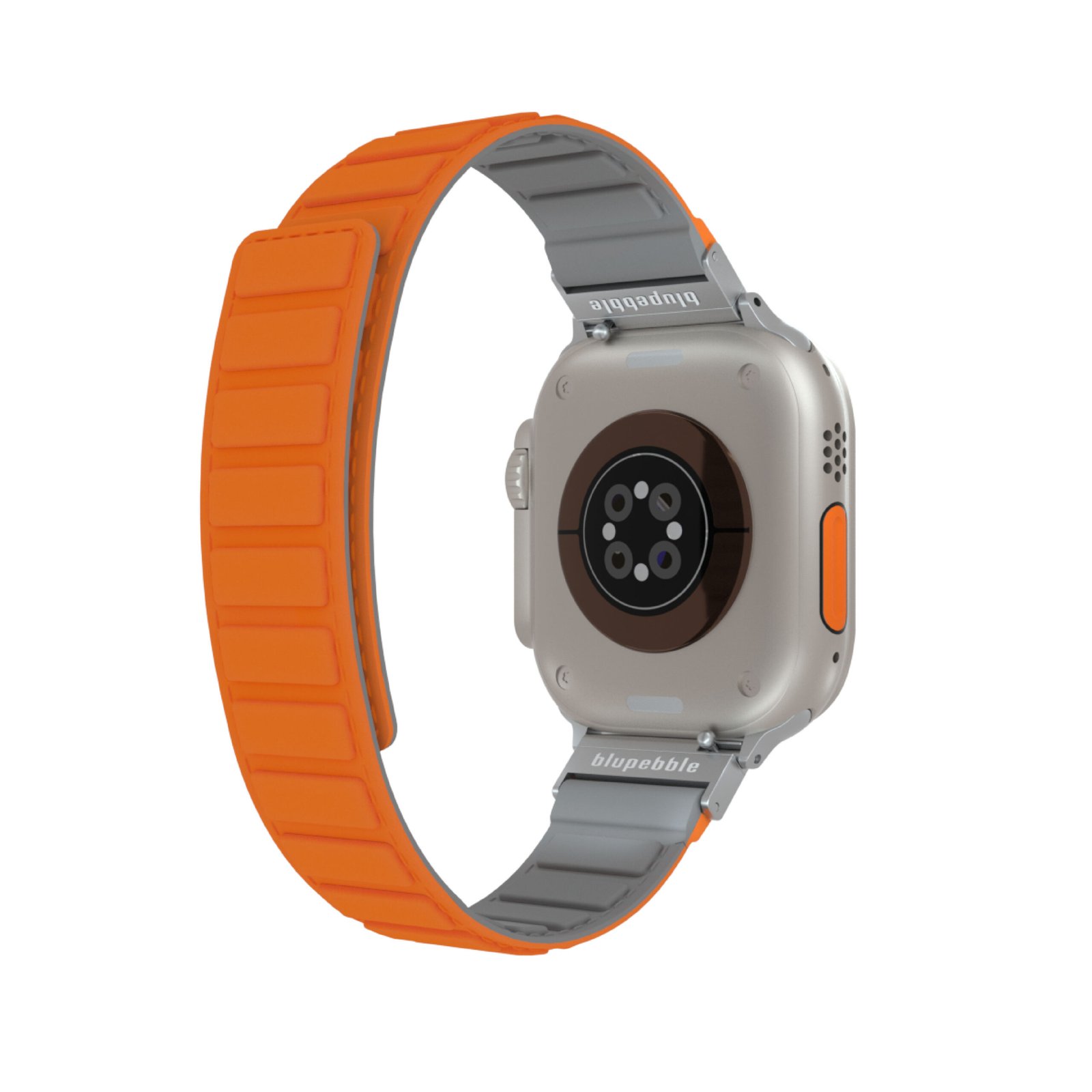 BLUPEBBLE EIGER SILICONE REVERSIBLE MAGNETIC STRAP ORANGE/GRAY 41/40/38MM BP-EIGER41-ORGY thumbnail 2