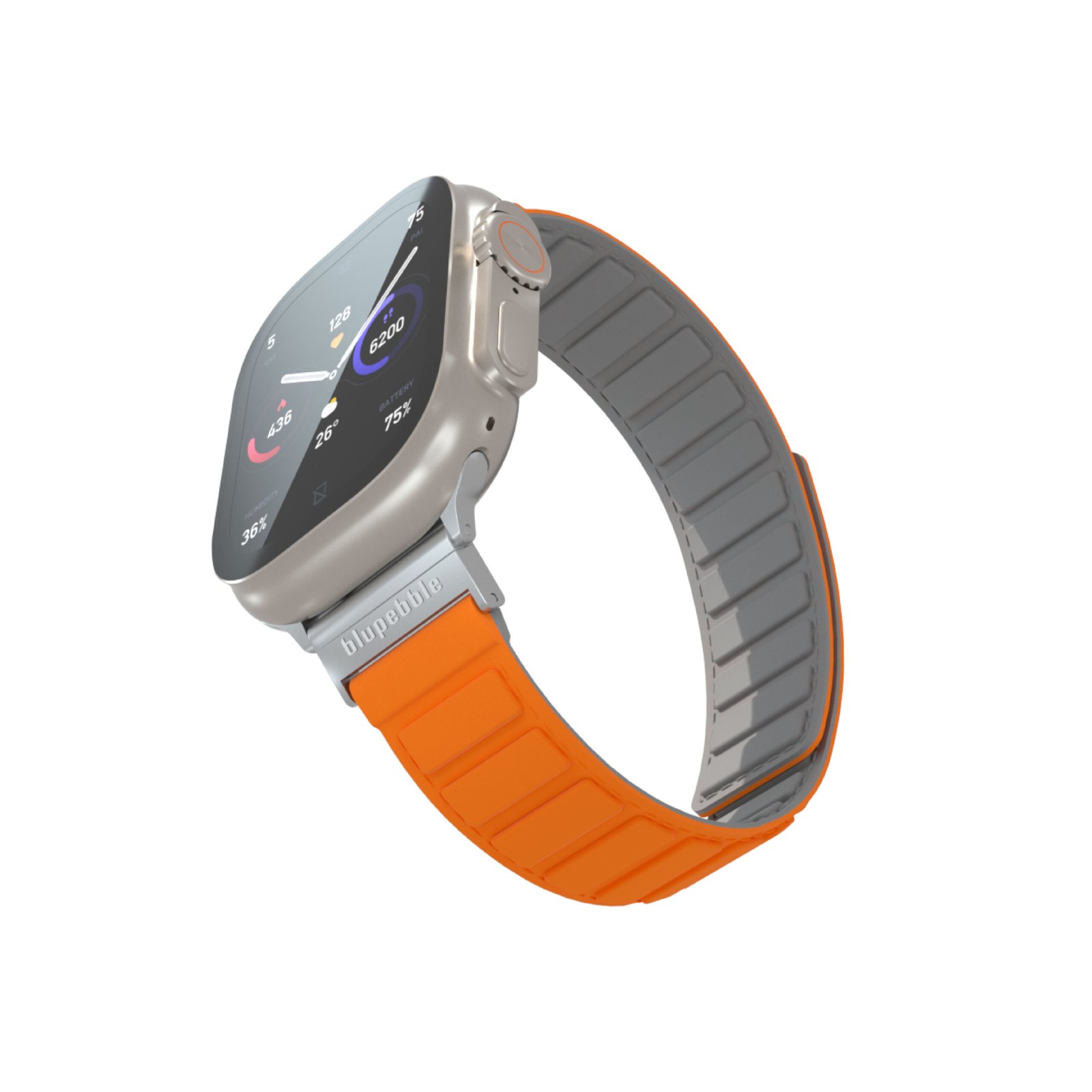 BLUPEBBLE EIGER SILICONE REVERSIBLE MAGNETIC STRAP ORANGE/GRAY 41/40/38MM BP-EIGER41-ORGY thumbnail 5