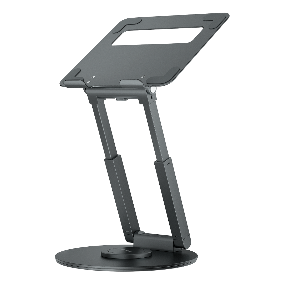 BLUPEBBLE ELEVATE 360 ERGONOMIC HEIGHT ADJUSTABLE STAND WITH 360° ROTATABLE BASE SILVER BP-ELEVATE360-SL
