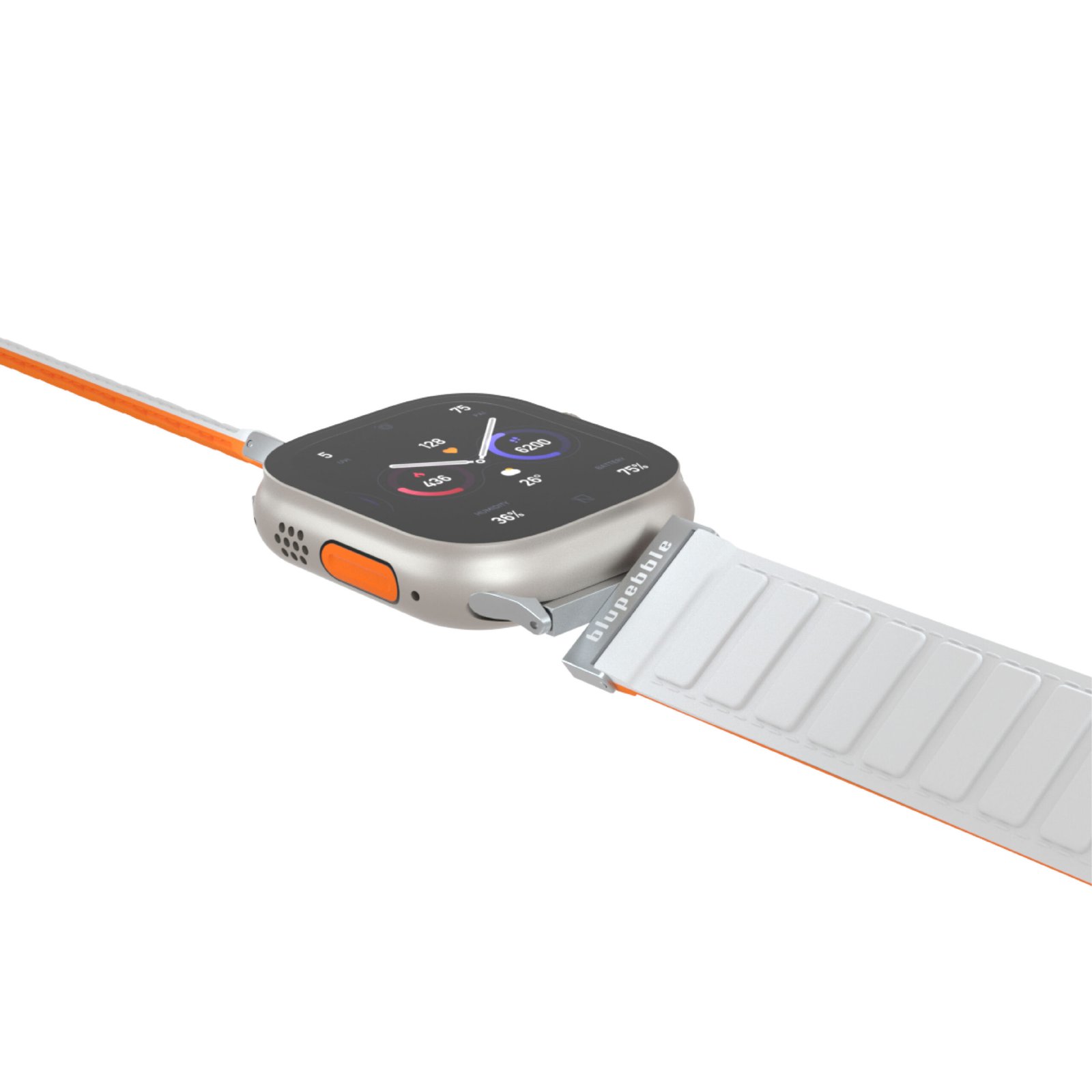 BLUPEBBLE ETNA SILICONE REVERSIBLE MAGNETIC STRAP 49/45/44/42MM WHITE/ORANGE BP-ETNA49-WHOR thumbnail 6