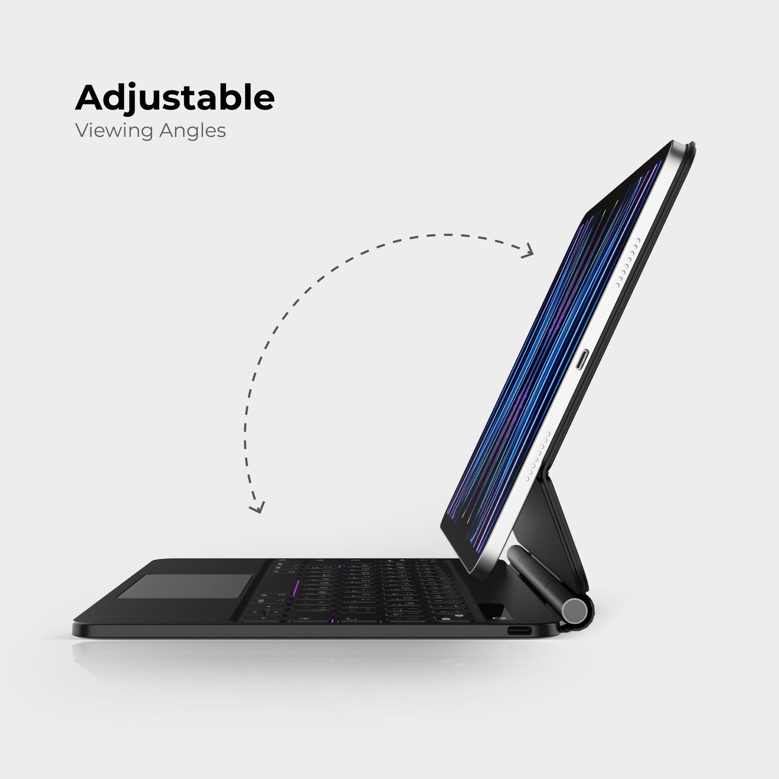 BLUPEBBLE 10.9 INCH/11 INCH MAGIC FOLIO KEYBOARD WITH TRACKPAD ENG/ARB BP-FOLIO-MT11IN-AR-EN-BK thumbnail 7