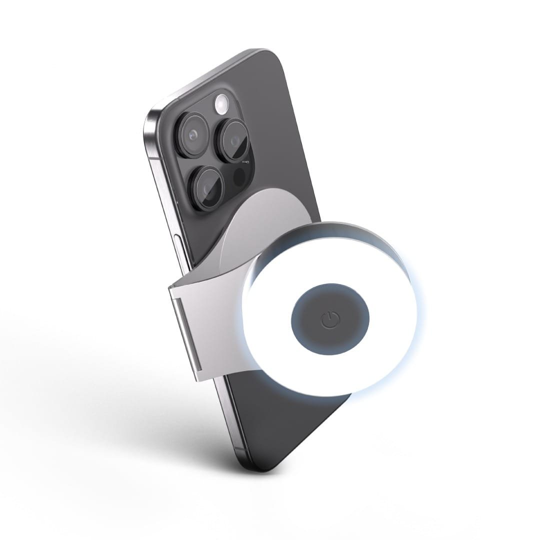 BLUPEBBLE LUMI MAG MAGNETIC ALUMINIUM ALLOY STAND WITH LED LIGHT GREY BP-LUMIMAG-GY