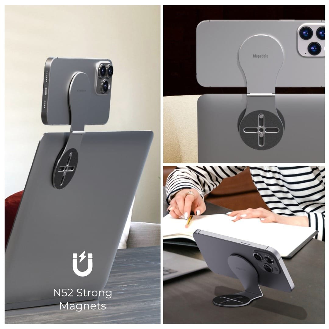 BLUPEBBLE LUMI MAG MAGNETIC ALUMINIUM ALLOY STAND WITH LED LIGHT GREY BP-LUMIMAG-GY thumbnail 7