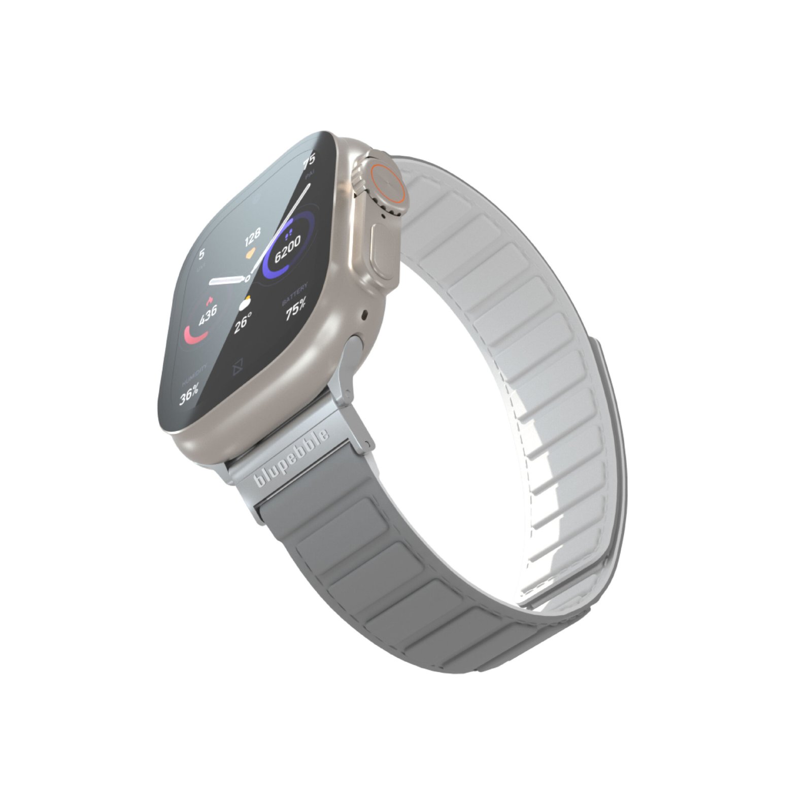 BLUPEBBLE MARMOLADA SILICONE REVERSIBLE MAGNETIC STRAP 49/45/44/42MM GREY/WHITE BP-MARMOL49-GYWH thumbnail 4