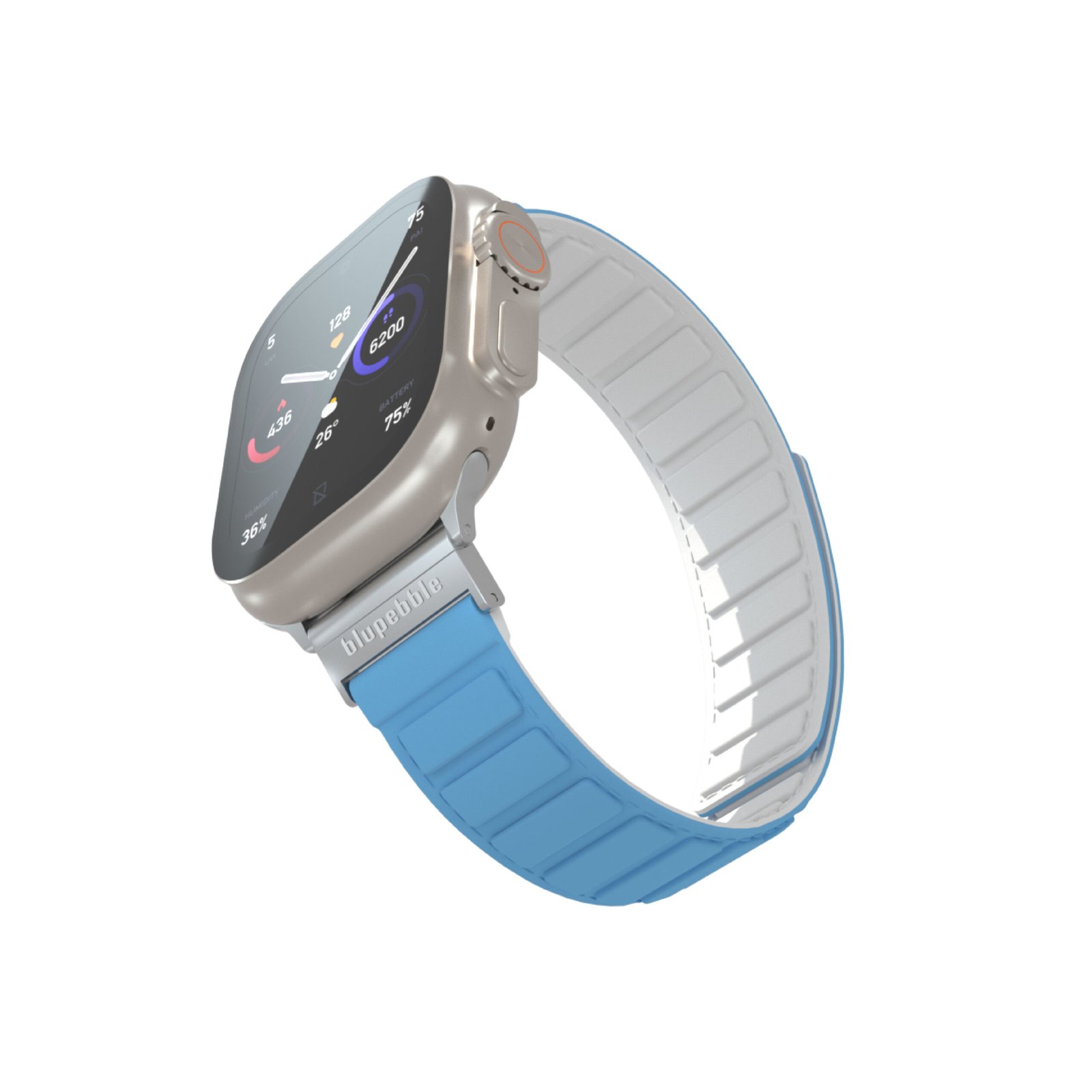 BLUPEBBLE MATTERHORN SILICONE REVERSIBLE MAGNETIC STRAP 49/45/44/42MM BLUE/WHITE BP-MATTERHO49-BLWH thumbnail 5