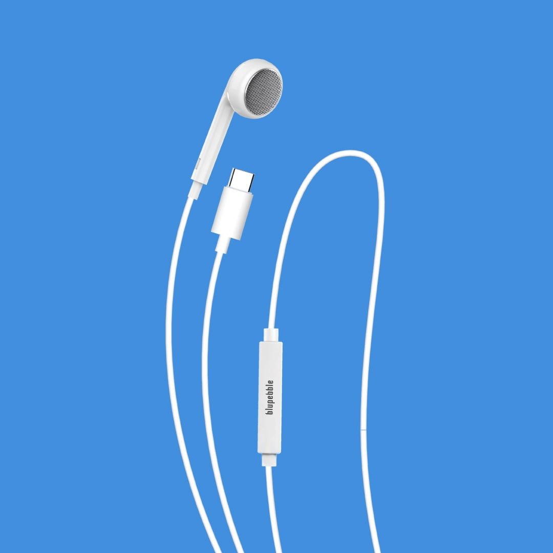 BLUPEBBLE MONO STEREO EARPHONE WITH TYPE-C CONNECTOR 1.2 METER WHITE BP-MONOTC-WH thumbnail 4