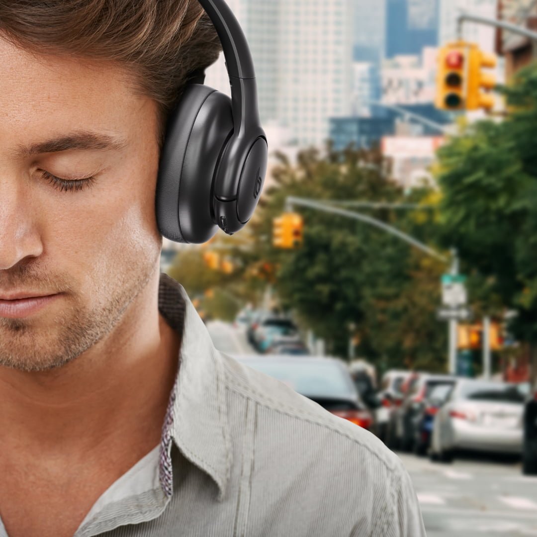Blupebble C50 Over-Ear Foldable Hybrid Noise Cancelling Headphones - Black BP-PAC50ANC-BK thumbnail 5