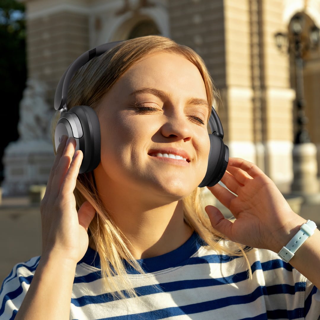 Bluepebble C80 Over-Ear Foldable Digital Hybrid Noise Cancelling Headphones - Black BP-PAC80ANC-BK thumbnail 6
