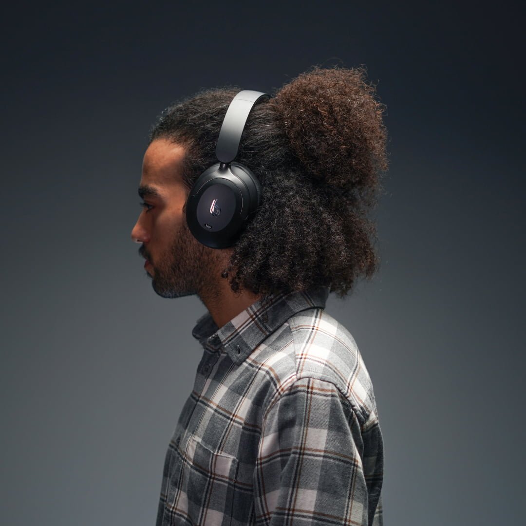 Bluepebble C80 Over-Ear Foldable Digital Hybrid Noise Cancelling Headphones - Black BP-PAC80ANC-BK thumbnail 5