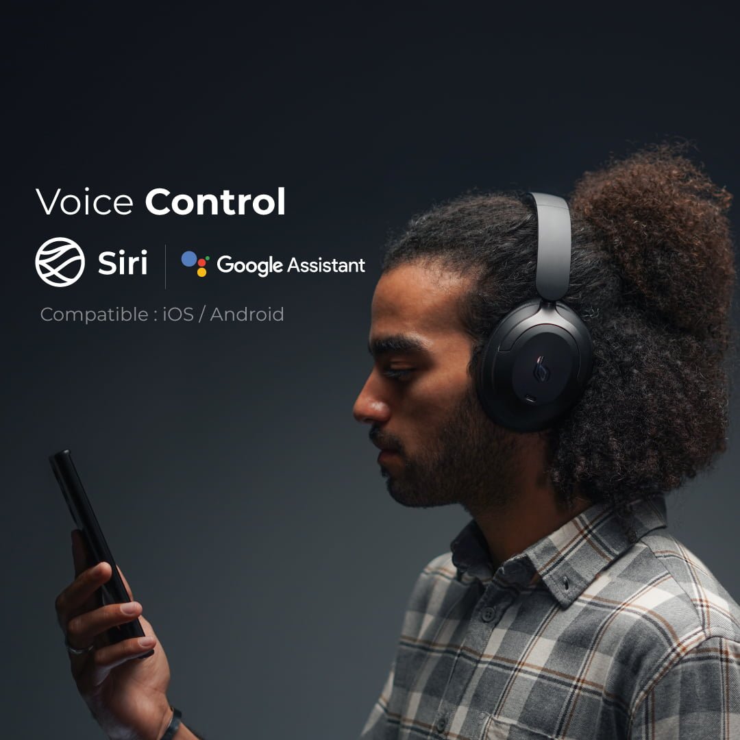 Bluepebble C80 Over-Ear Foldable Digital Hybrid Noise Cancelling Headphones - Black BP-PAC80ANC-BK thumbnail 4