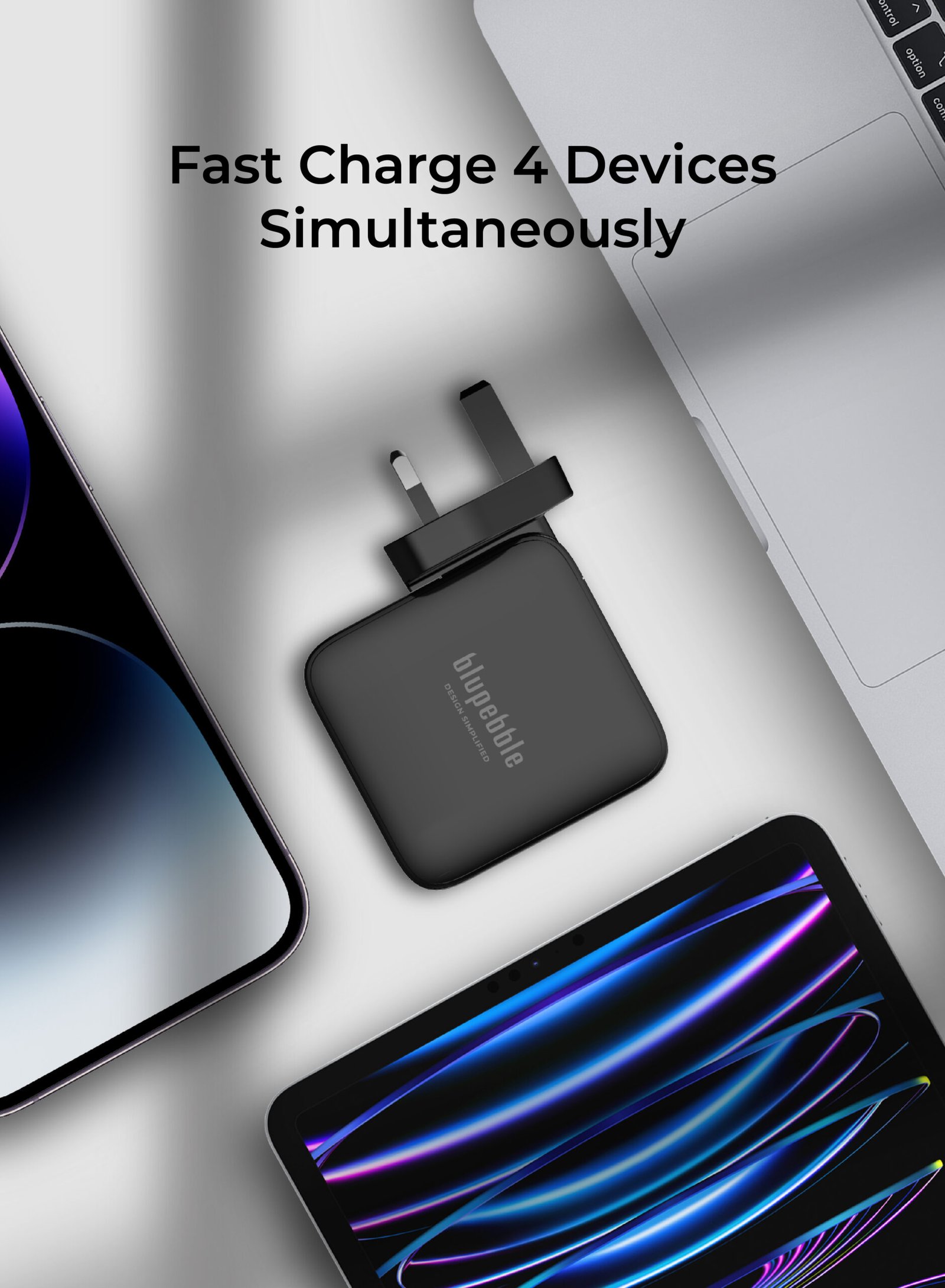 BLUPEBBLE 4 PORT PD GAN FAST CHARGER 140W BLACK BP-PD140GANUK-BK thumbnail 6