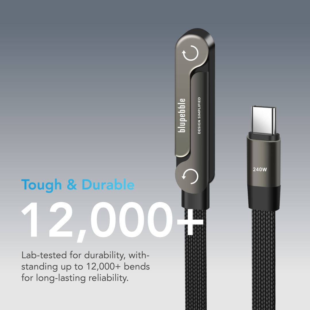BLUPEBBLE POWERFLOW AXIS USB-C TO USB-C 240W BRAIDED CABLE W STAND GRAY BP-PFAXIS1.2M240W-GY thumbnail 4