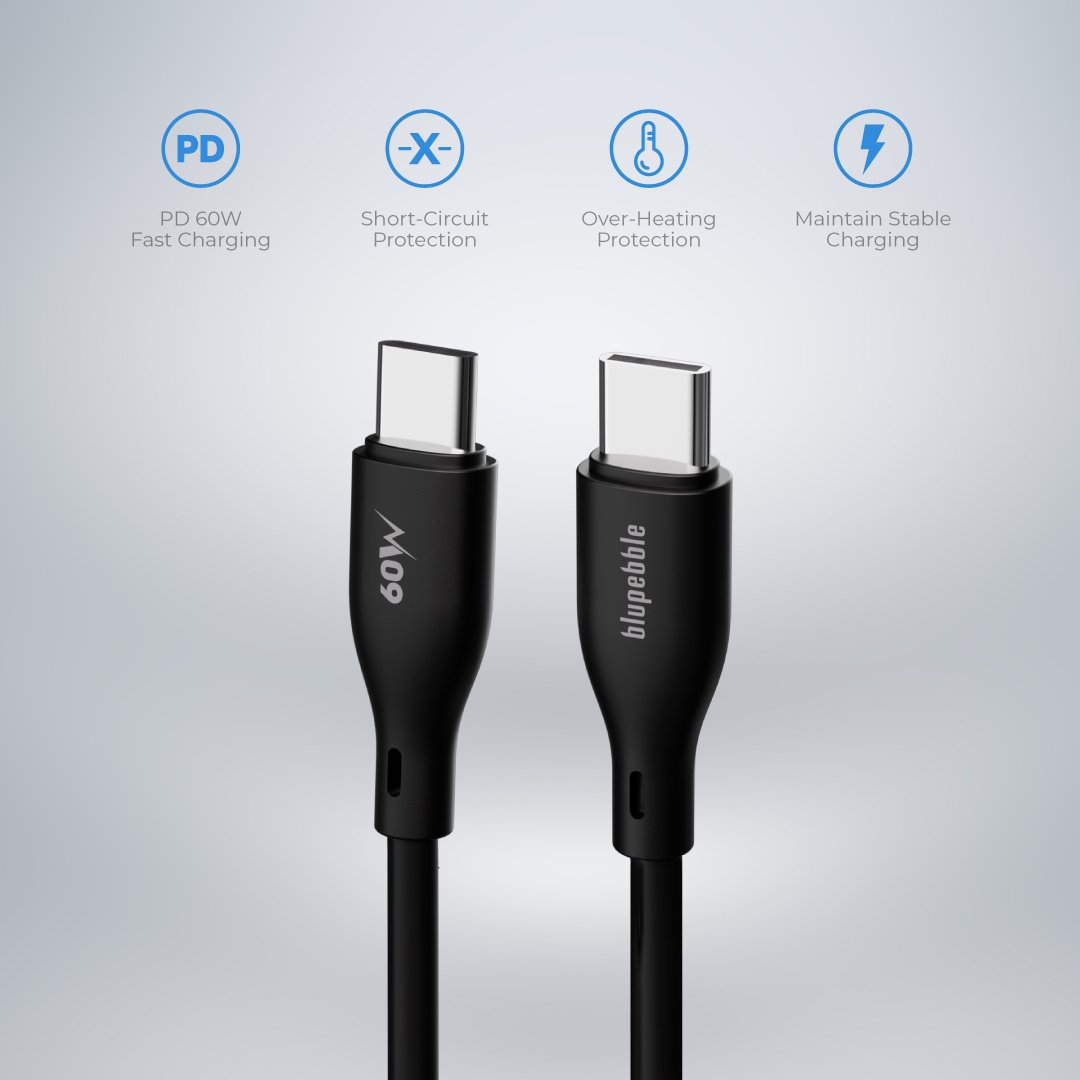 Bluepebble PowerFlow PD60W USB-C to USB-C Cable - Fast and Durable BP-PFUSBC-60W thumbnail 8