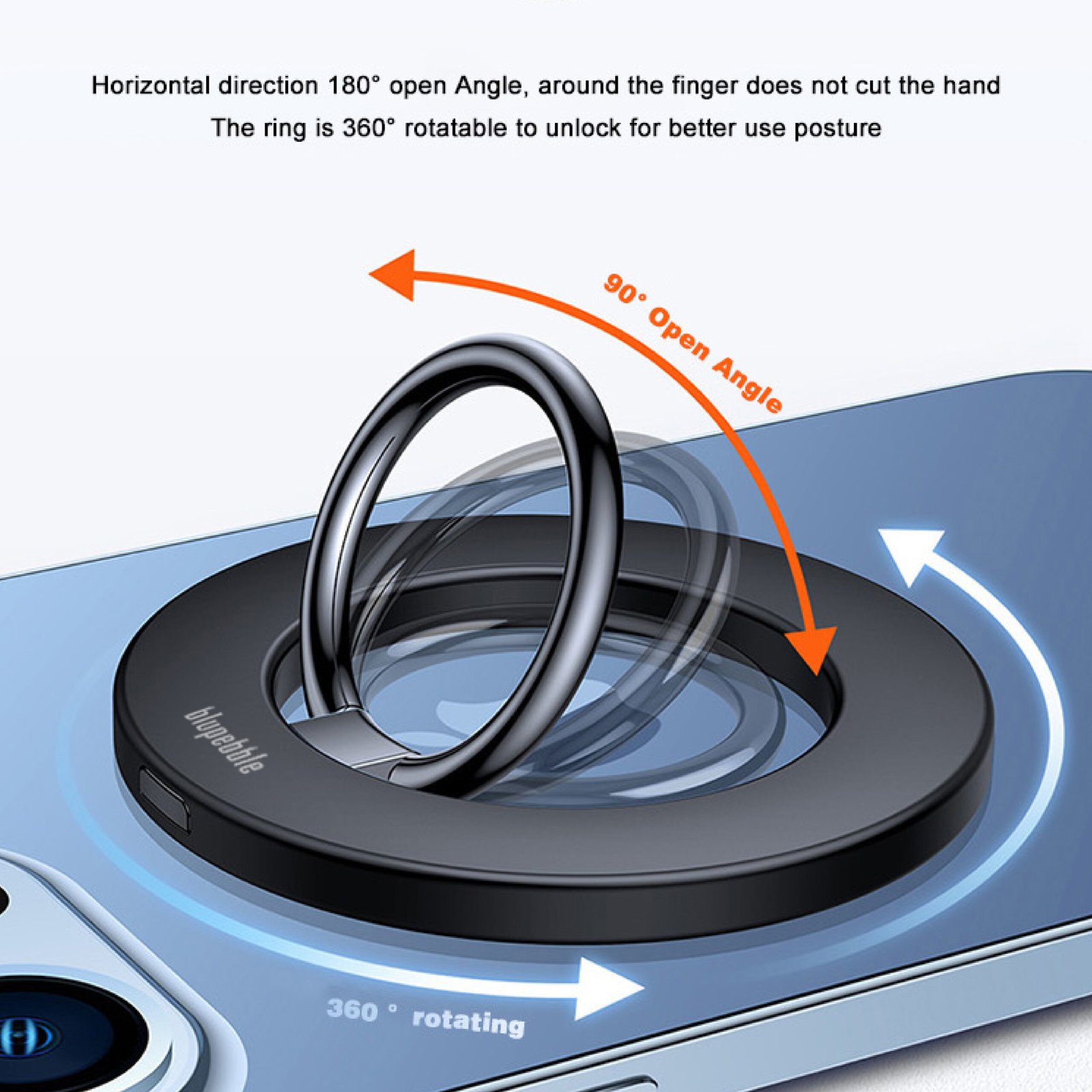 BLUPEBBLE MAGSAFE MAGNETIC GRIP HOLDER WITH ADJUSTABLE KICKSTAND BLACK BP-RINGGRIP-BK thumbnail 6