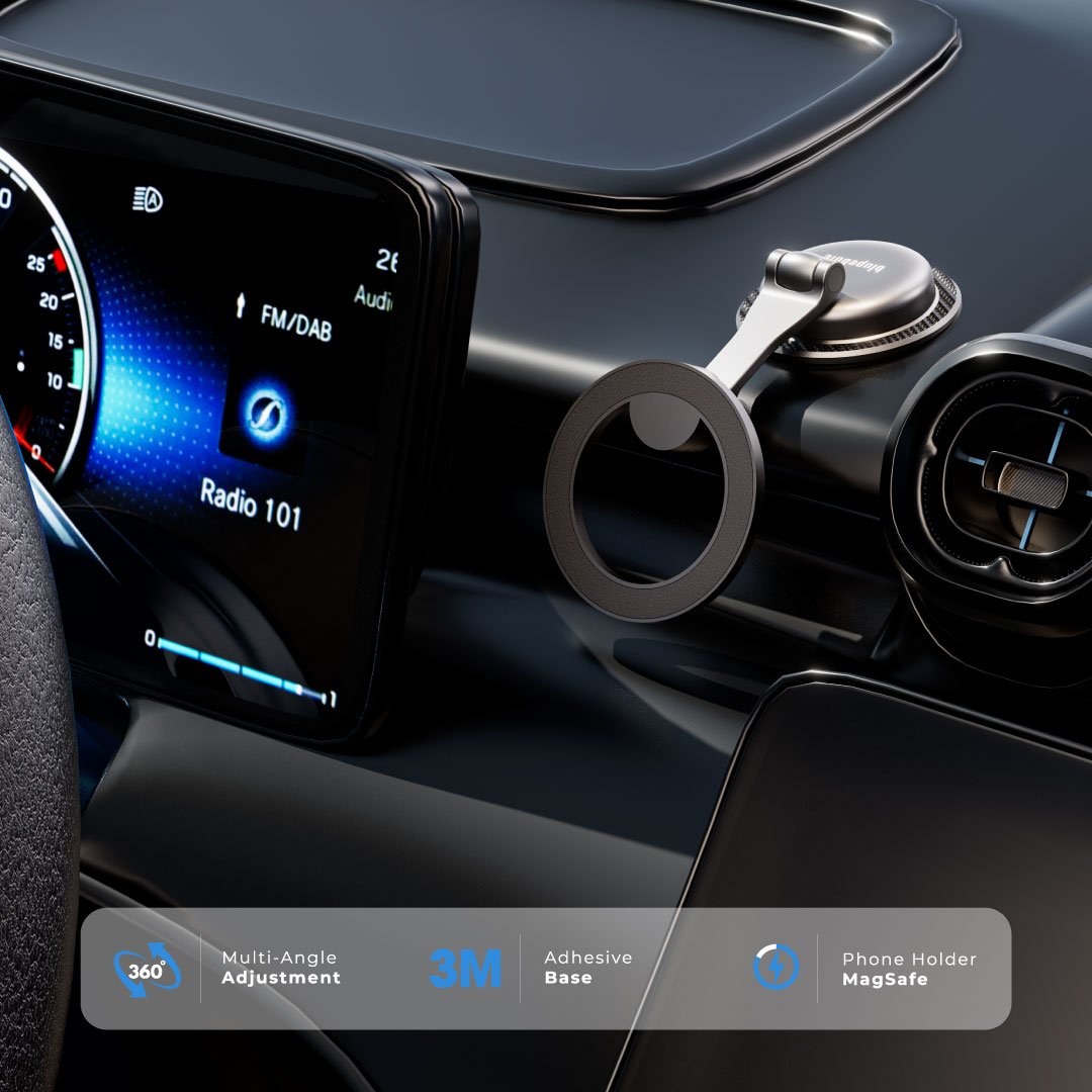 Blupebble Road Mag Magnetic Versatile Mount with MagSafe | 360° Rotation Phone Holder - Black BP-ROADMAG-BK thumbnail 6