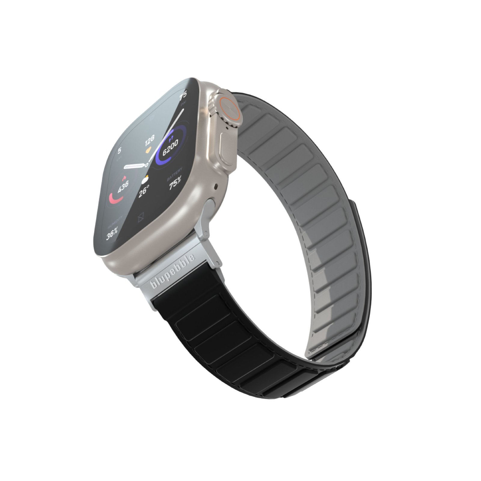 BLUPEBBLE SASS PORDOI SILICONE REVERSIBLE MAGNETIC STRAP 49/45/44/42MM BLACK/GREY BP-SPORDOI49-BKGY thumbnail 4