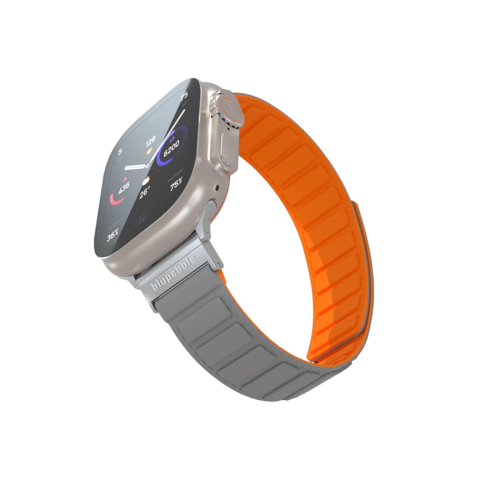 BLUPEBBLE TERMINIO SILICONE REVERSIBLE MAGNETIC STRAP 49/45/44/42MM GREY/ORANGE BP-TERMINIO49-GYOR thumbnail 5