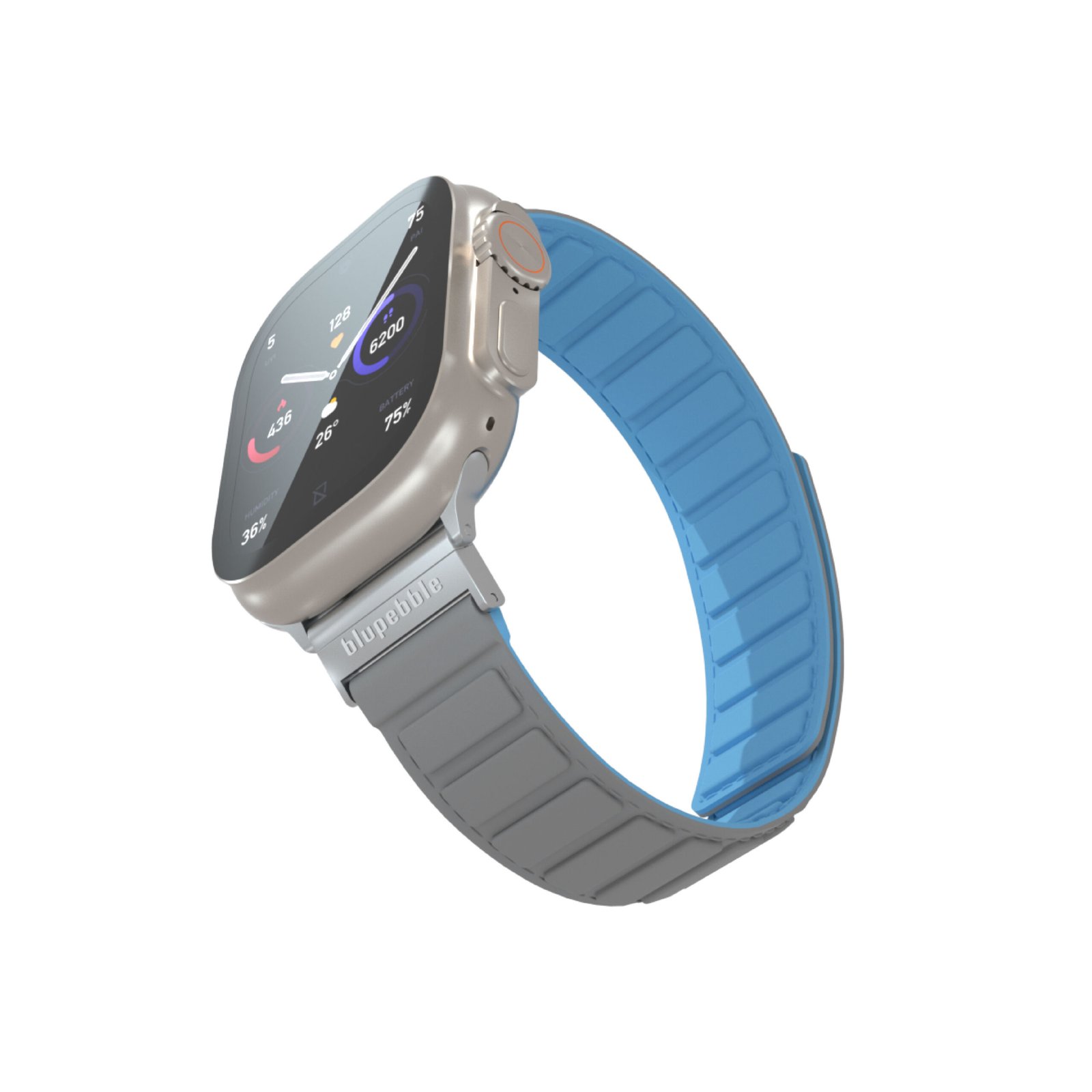 BLUPEBBLE TRESERO SILICONE REVERSIBLE MAGNETIC STRAP 49/45/44/42MM GREY/BLUE BP-TRESERO49-GYBL thumbnail 4