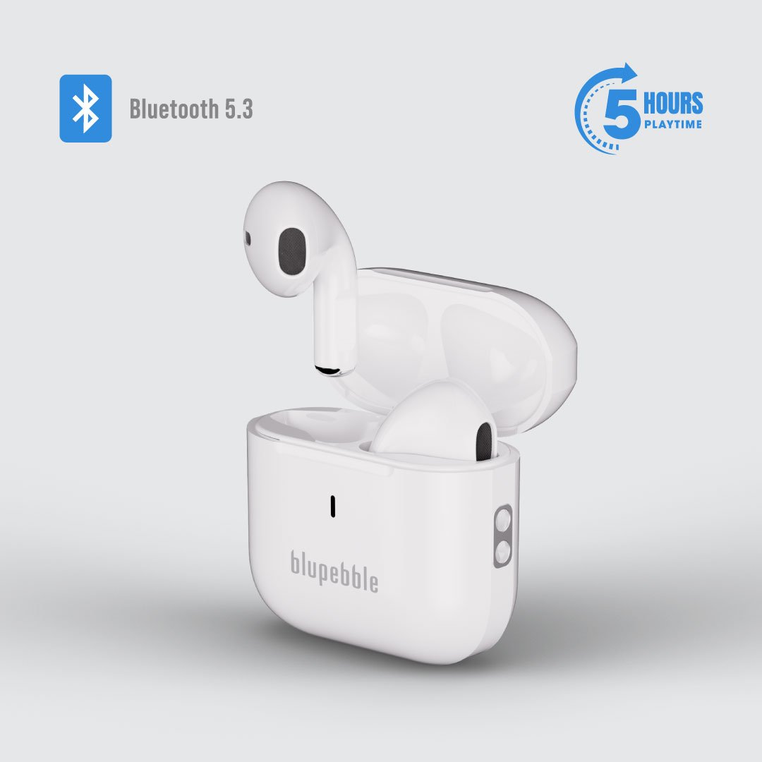 Blupebble TuneFlow True Wireless Earbuds – Crystal Clear Sound, Sleek White Design BP-TWSTUNEFLOW-WH thumbnail 2
