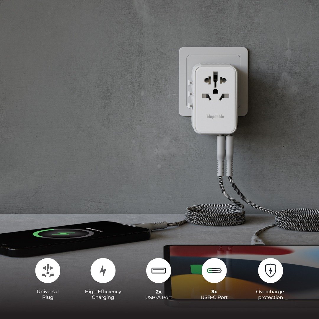 Blupebble Passport 4 World Travel Adapter - Featuring GAN III Tech, 100W Power, 3 USB-C, and 2 USB-A Ports for Ultimate Convenience : Power Up Anywhere thumbnail 7