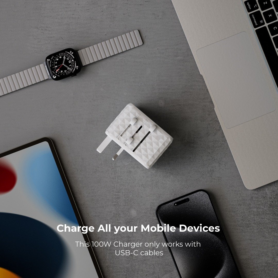 Blupebble Passport 4 World Travel Adapter - Featuring GAN III Tech, 100W Power, 3 USB-C, and 2 USB-A Ports for Ultimate Convenience : Power Up Anywhere thumbnail 4