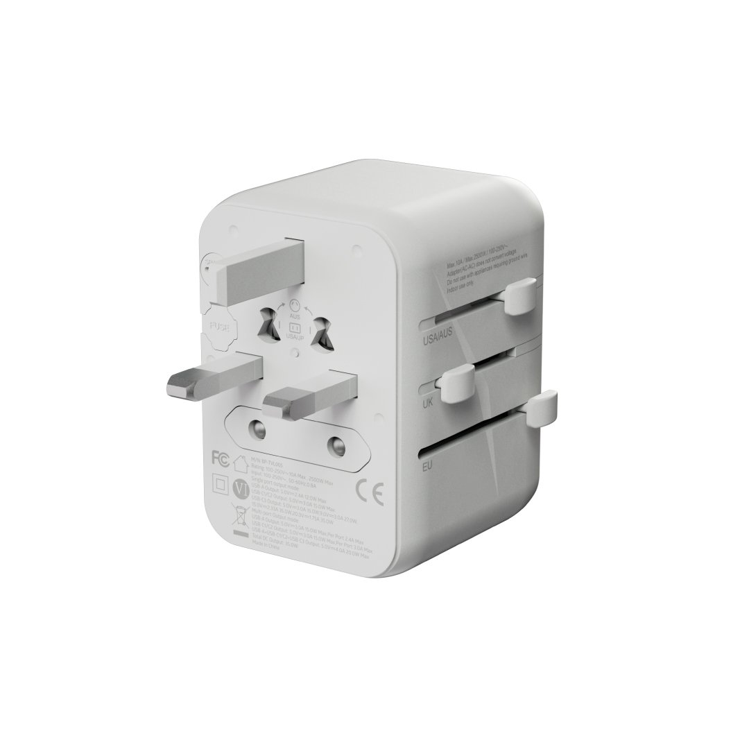 Bluepebble Passport 5 World Travel Adapter with GaN III Tech - 35W, 3 USB-C & 2 USB-A BP-TVL005 thumbnail 5